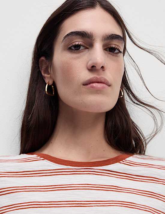 Pure Cotton Striped Regular Fit T-Shirt