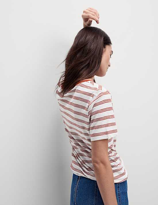 Pure Cotton Striped Regular Fit T-Shirt