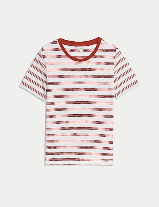 Pure Cotton Striped Regular Fit T-Shirt