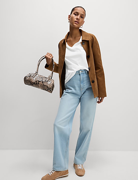 Set van 2 zuiver katoenen T-shirts met V-hals