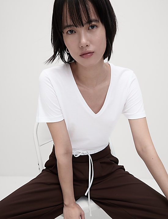 Pure Cotton V-Neck T-Shirt