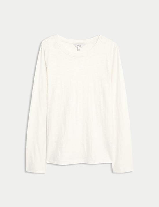 חולצת טי עם צווארון עגול מכותנה טהורה