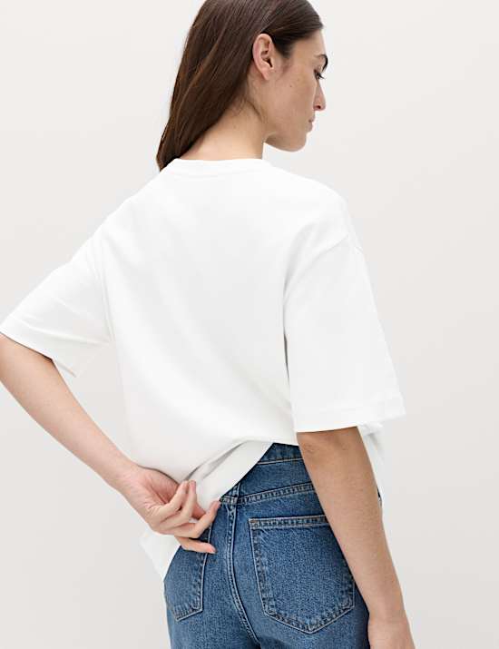 Pure Cotton Crew Neck Oversized T-Shirt