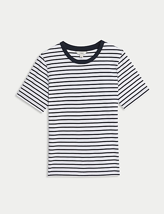 Alltagstaugliches T-Shirt aus reiner Baumwolle mit Streifenmuster