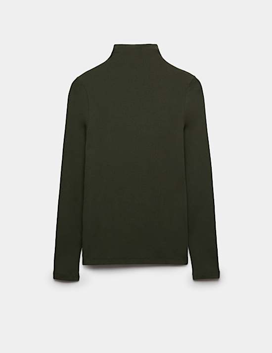 Cotton Rich Ribbed Funnel Neck Top