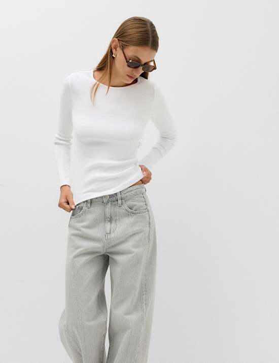 Cotton Rich Ribbed Regular Fit Top