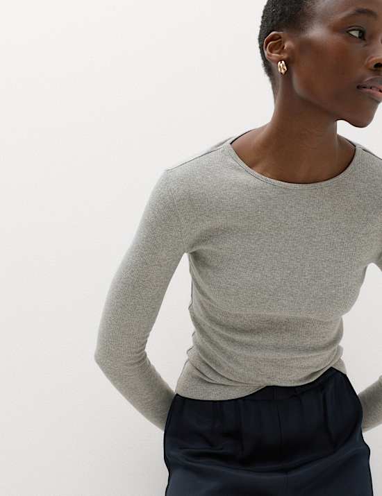 Cotton Rich Ribbed Regular Fit Top