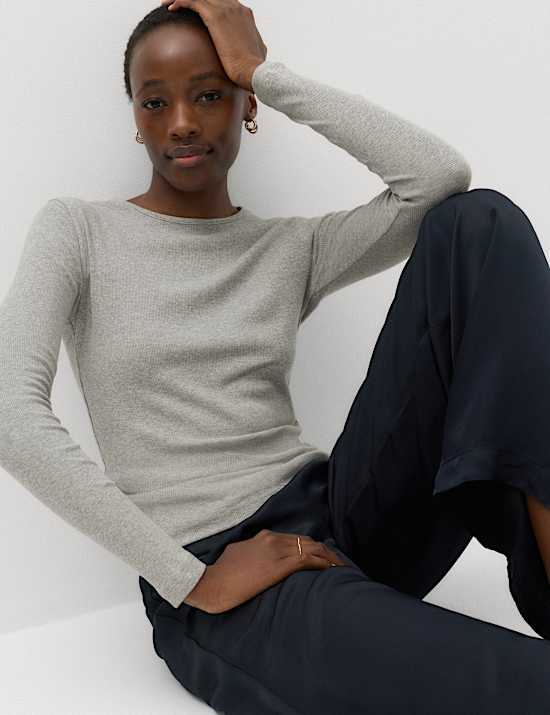 Cotton Rich Ribbed Regular Fit Top