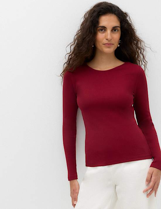 Cotton Rich Ribbed Slim Fit Top