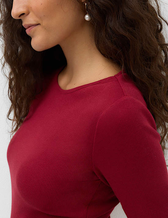 Cotton Rich Ribbed Slim Fit Top