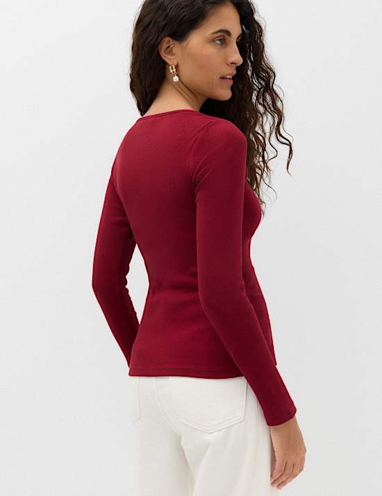 Cotton Rich Ribbed Slim Fit Top