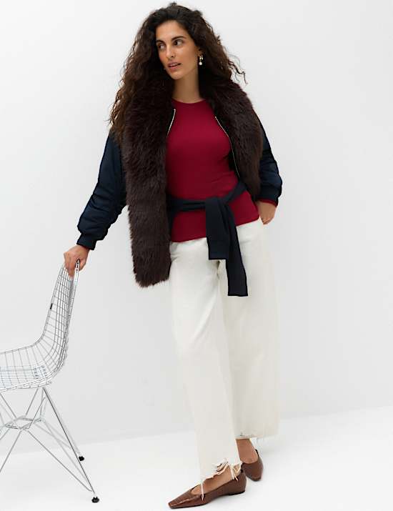 Cotton Rich Ribbed Slim Fit Top