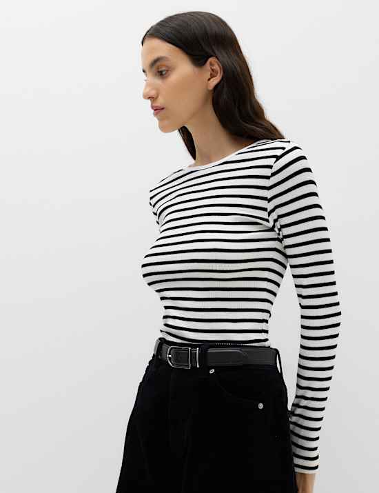 Cotton Rich Ribbed Regular Fit Top