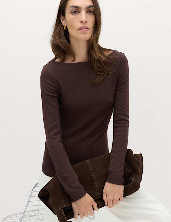 Cotton Rich Premium Slash Neck Top