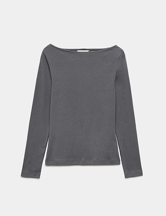 Katoenrijke premium top met boothals