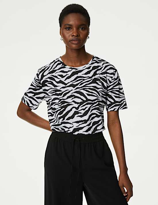 Printed Crew Neck Relaxed T-Shirt