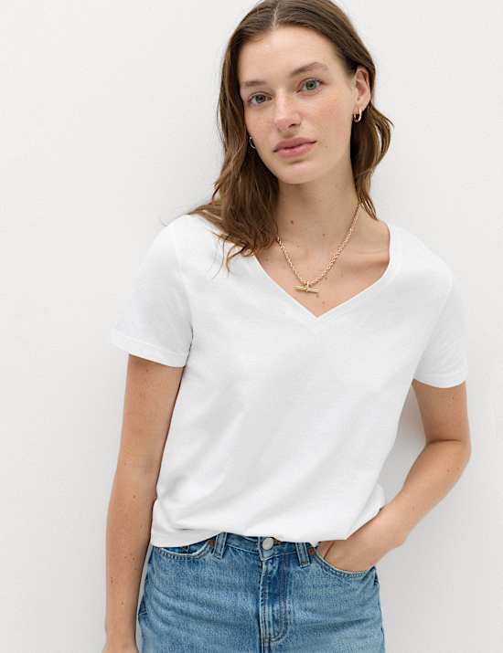 Pure Cotton V-Neck T-Shirt