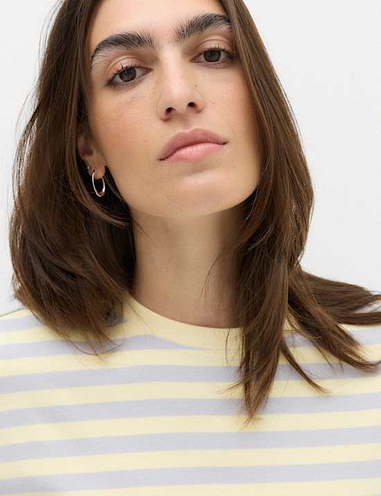 Pure Cotton Striped Boxy T-Shirt