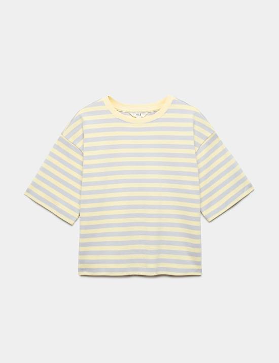 Pure Cotton Striped Boxy T-Shirt