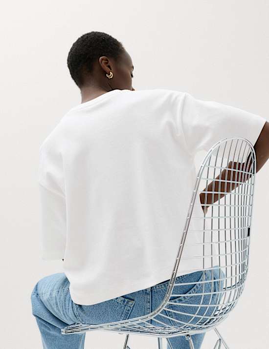 Pure Cotton Striped Boxy T-Shirt