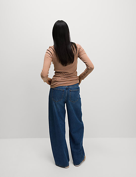 Cotton Rich Striped Ribbed Top