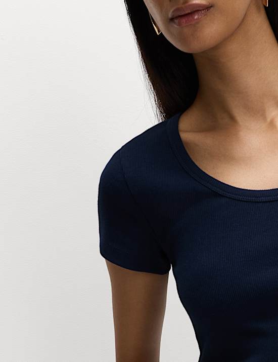 Cotton Rich Scoop Neck T-Shirt