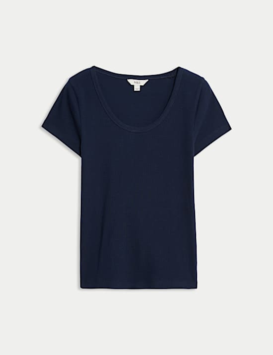 Cotton Rich Scoop Neck T-Shirt