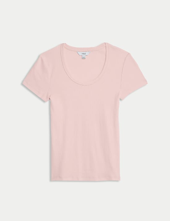 Cotton Rich Scoop Neck T-Shirt