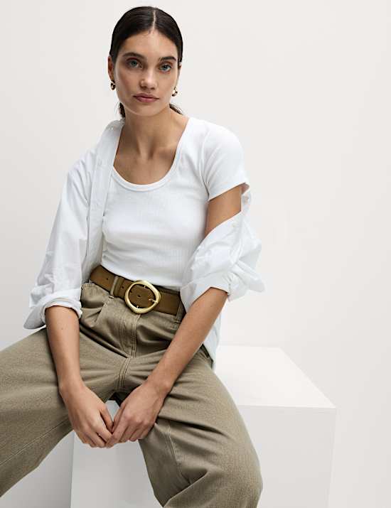 Cotton Rich Scoop Neck T-Shirt