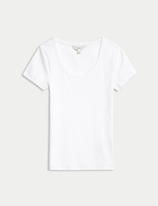 Cotton Rich Scoop Neck T-Shirt