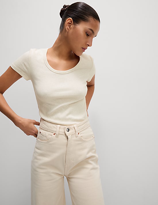 Cotton Rich Scoop Neck T-Shirt