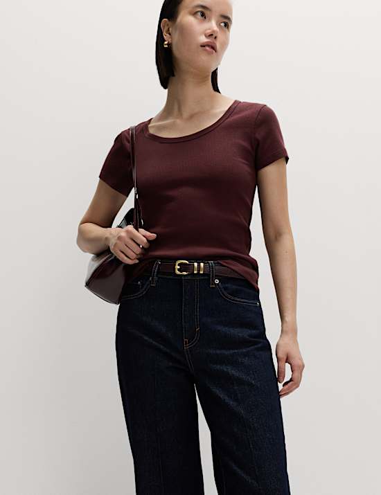 Cotton Rich Scoop Neck T-Shirt