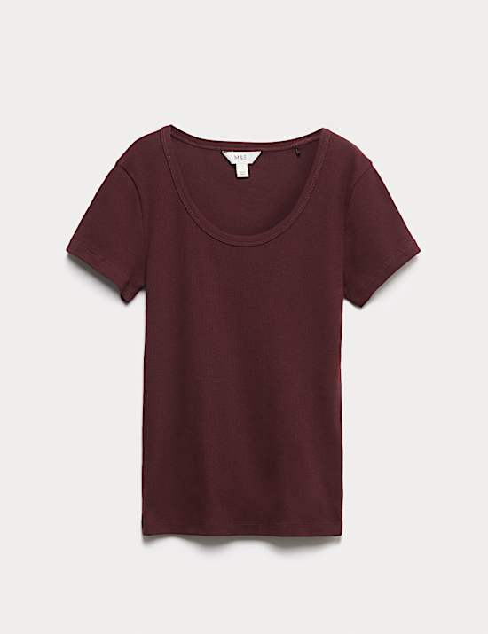 Cotton Rich Scoop Neck T-Shirt