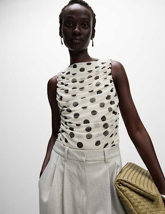 Jersey Polka Dot Regular Fit Sleeveless Top