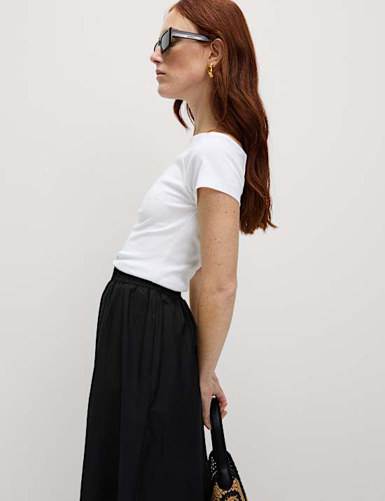 Pure Cotton Slim Fit Off The Shoulder Top