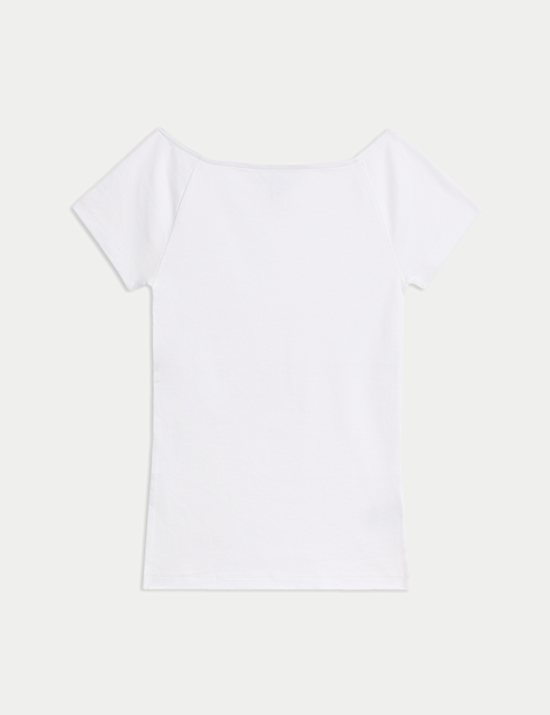 Pure Cotton Slim Fit Off The Shoulder Top