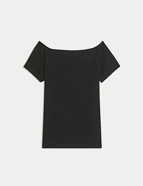 Pure Cotton Slim Fit Off The Shoulder Top