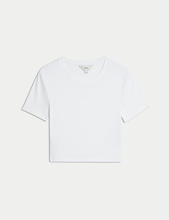 Kort slim-fit T-shirt van zuiver katoen