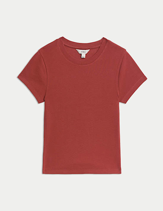 Katoenrijk premium T-shirt met slanke pasvorm