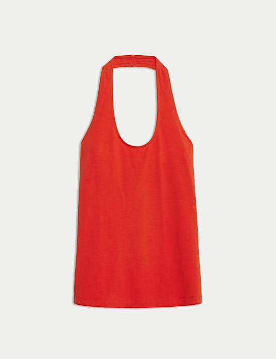 Top de algodón con cuello halter