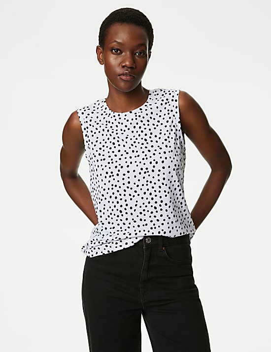 Printed Relaxed Vest BLACK MIX Vests M S HK