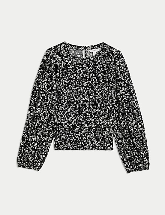 Cotton Blend Floral Blouse