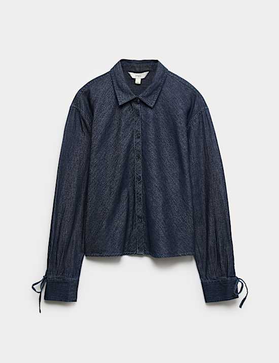 Denim Tie Detail Swing Shirt
