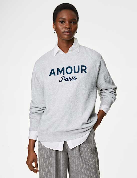 Pure Cotton Slogan Sweatshirt