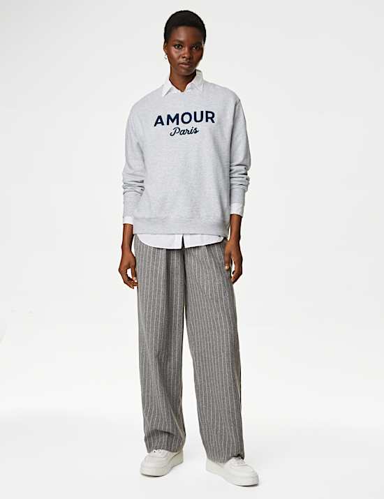 Pure Cotton Slogan Sweatshirt
