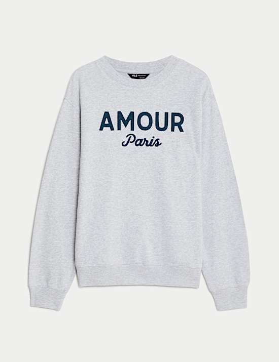 Pure Cotton Slogan Sweatshirt