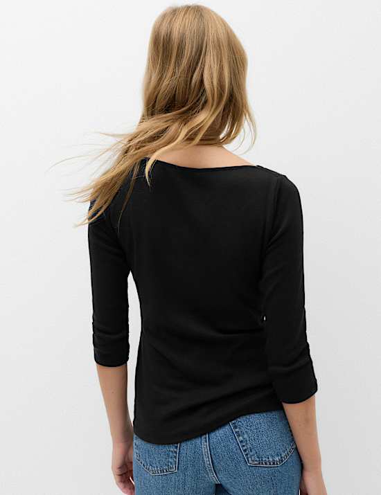Pure Cotton Slash Neck T-Shirt