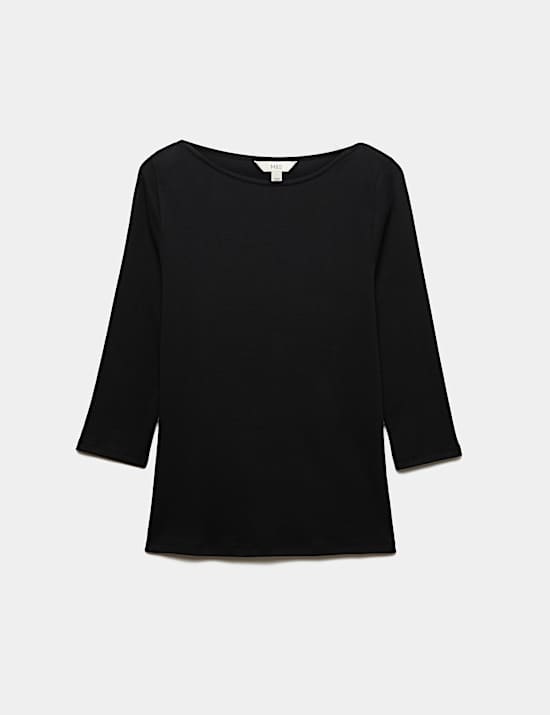 Pure Cotton Slash Neck T-Shirt