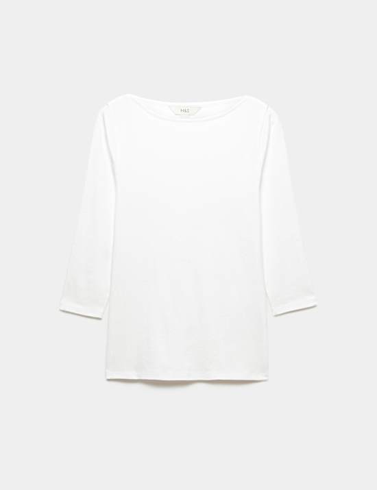 Pure Cotton Slash Neck T-Shirt
