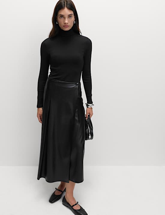 Žebrovaný top s vysokým límcem a vysokým podílem bavlny